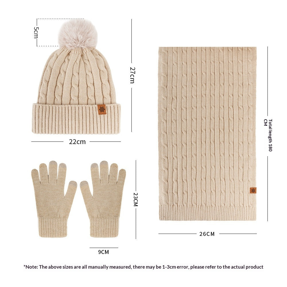 Gants chauds d’hiver pour femme avec bonnet et écharpe tricotés