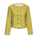 Manteau Femme Structuré à Boutons Dorés – Jaune Moutarde