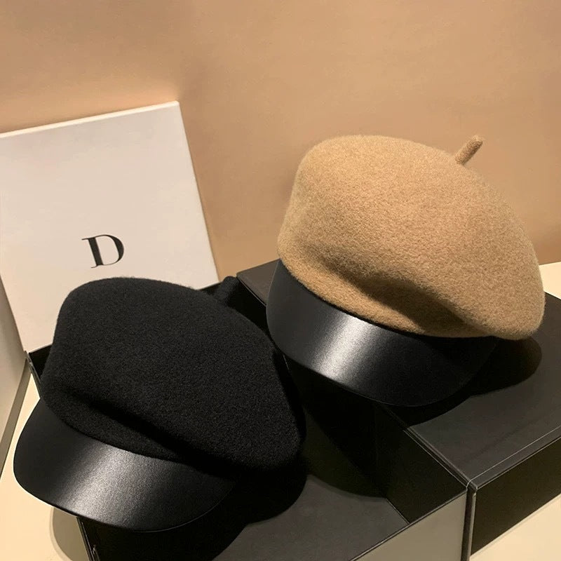 Béret en laine patchwork – Style coréen automne/hiver